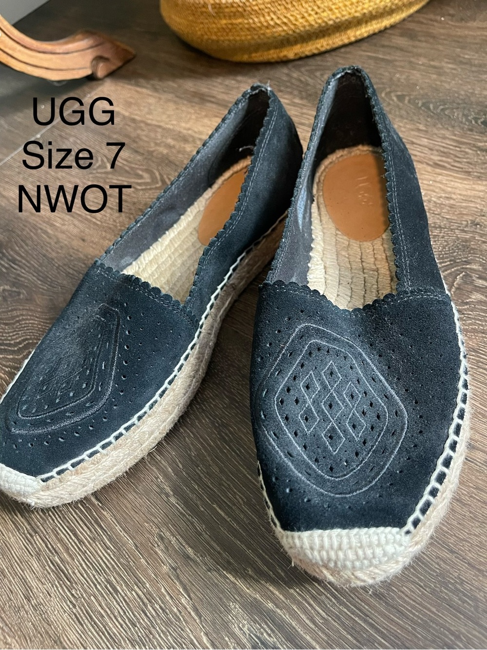 UGG Black Suede Espadrille Slip-Ons